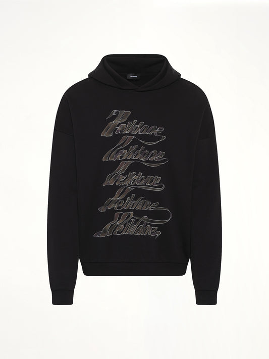 Ribbon Multi-Logo Hoodie in Black