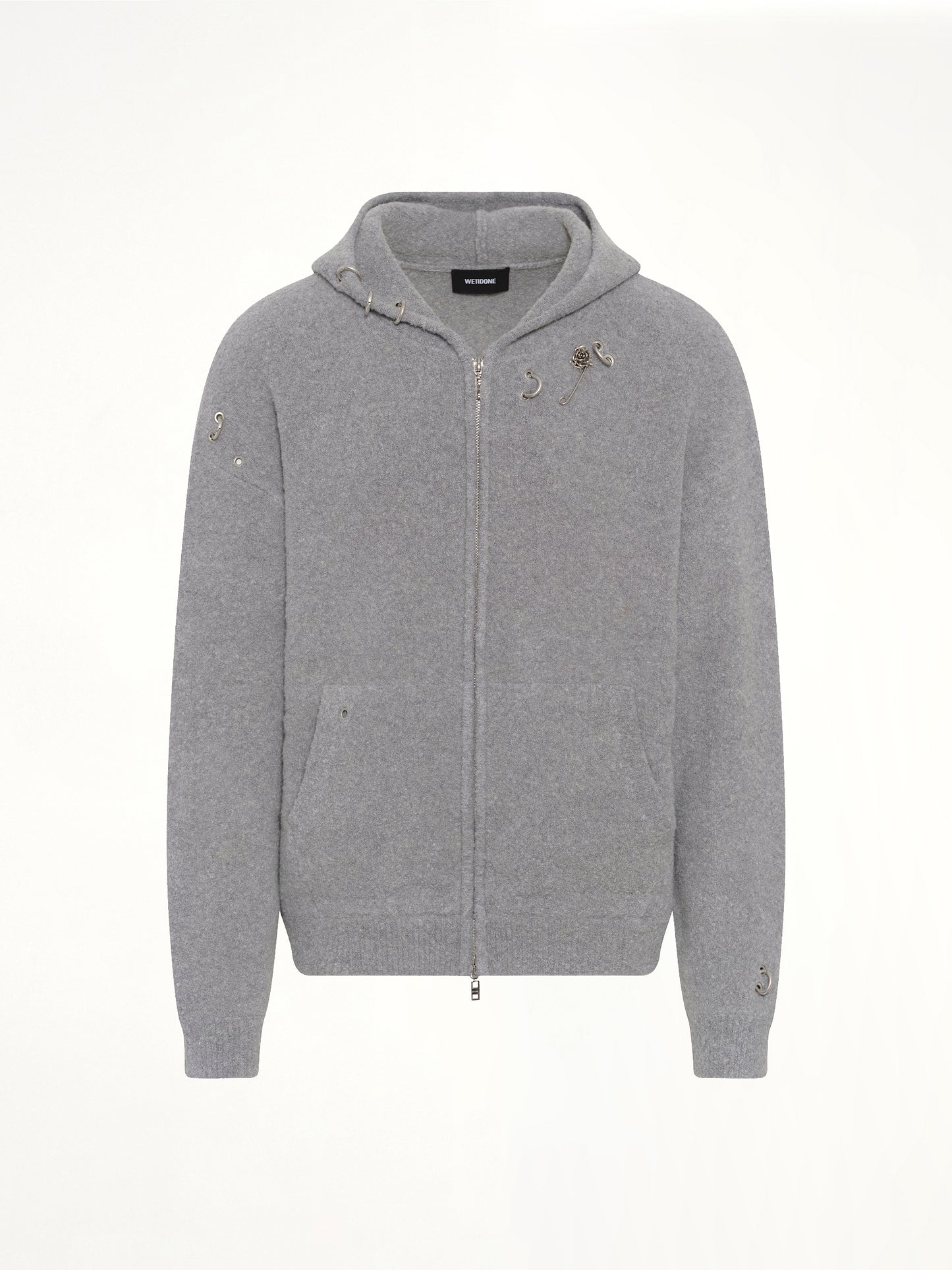 Rose with Thorns Zip-Up Hoodie in Grey
