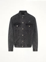 Oversized Denim Jacket in Washed Black