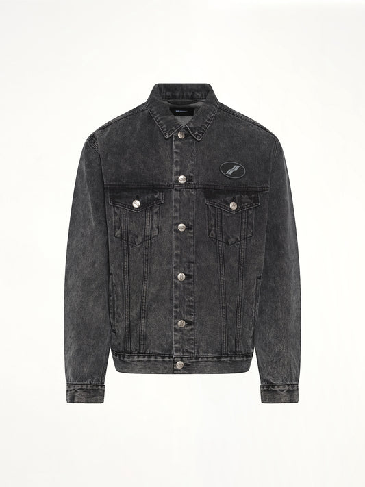 Oversized Denim Jacket in Washed Black