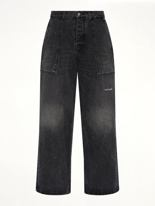 Distressed Cargo Jeans in Black