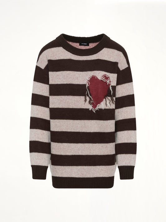 Grunge Stripe Pullover in Brown