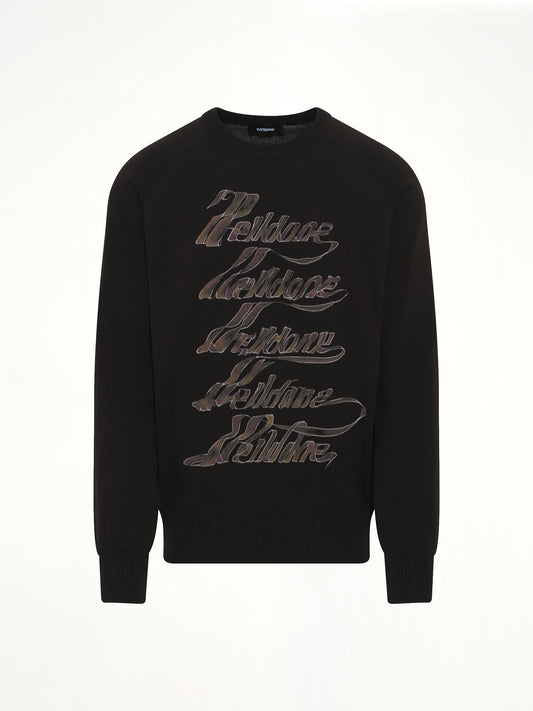 Multi Logo Print Sweater in Black