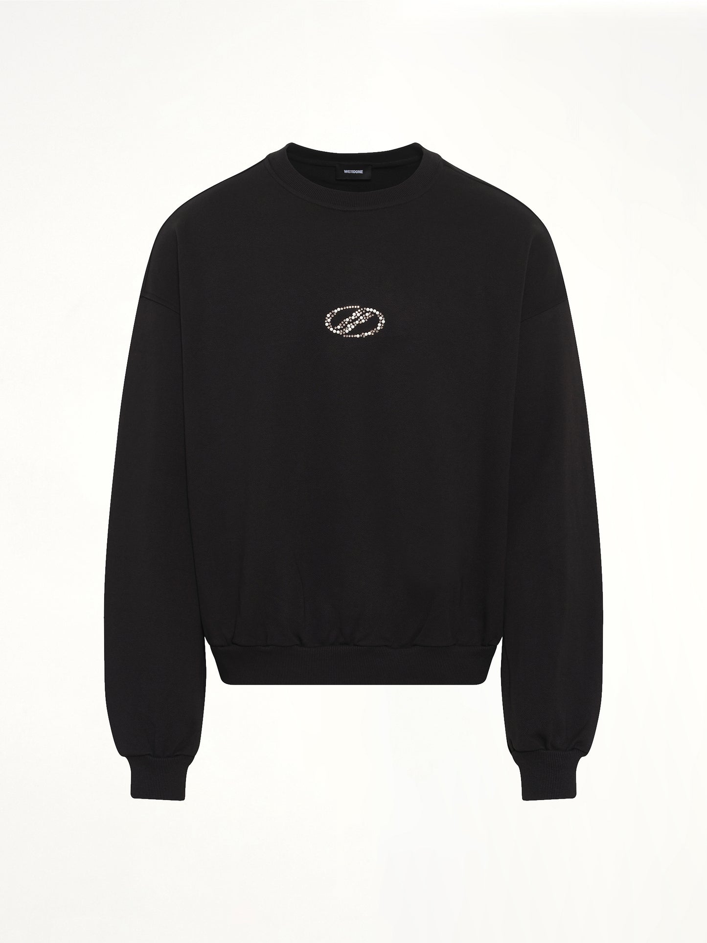 Rhinestone Balloon-Fit Sweatshirt in Black