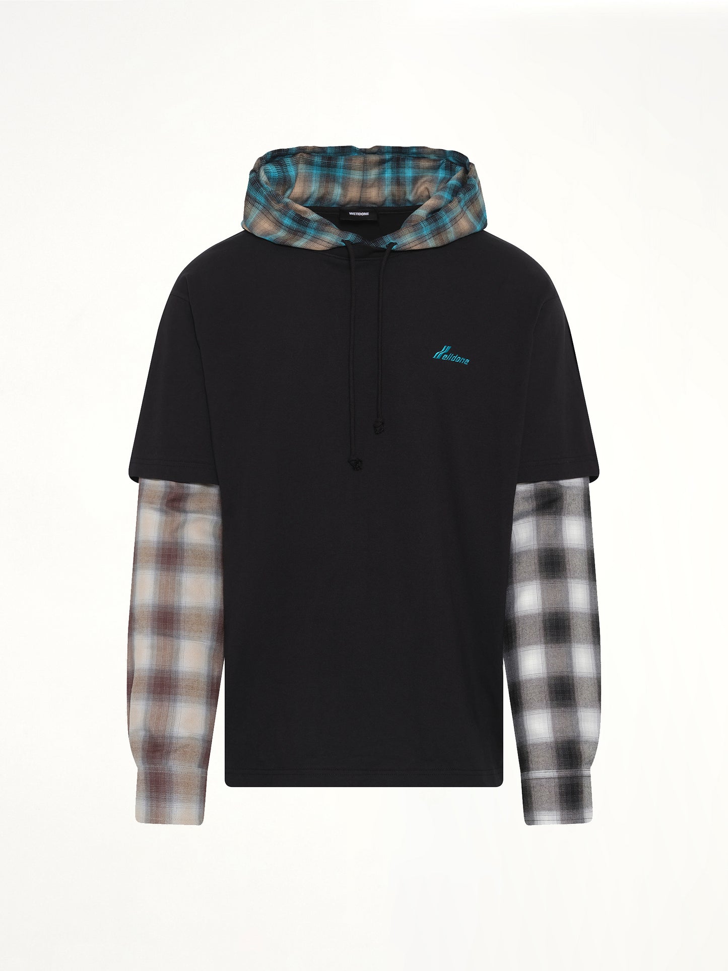 Checkered Patch Long-Sleeved T-Shirt in Black