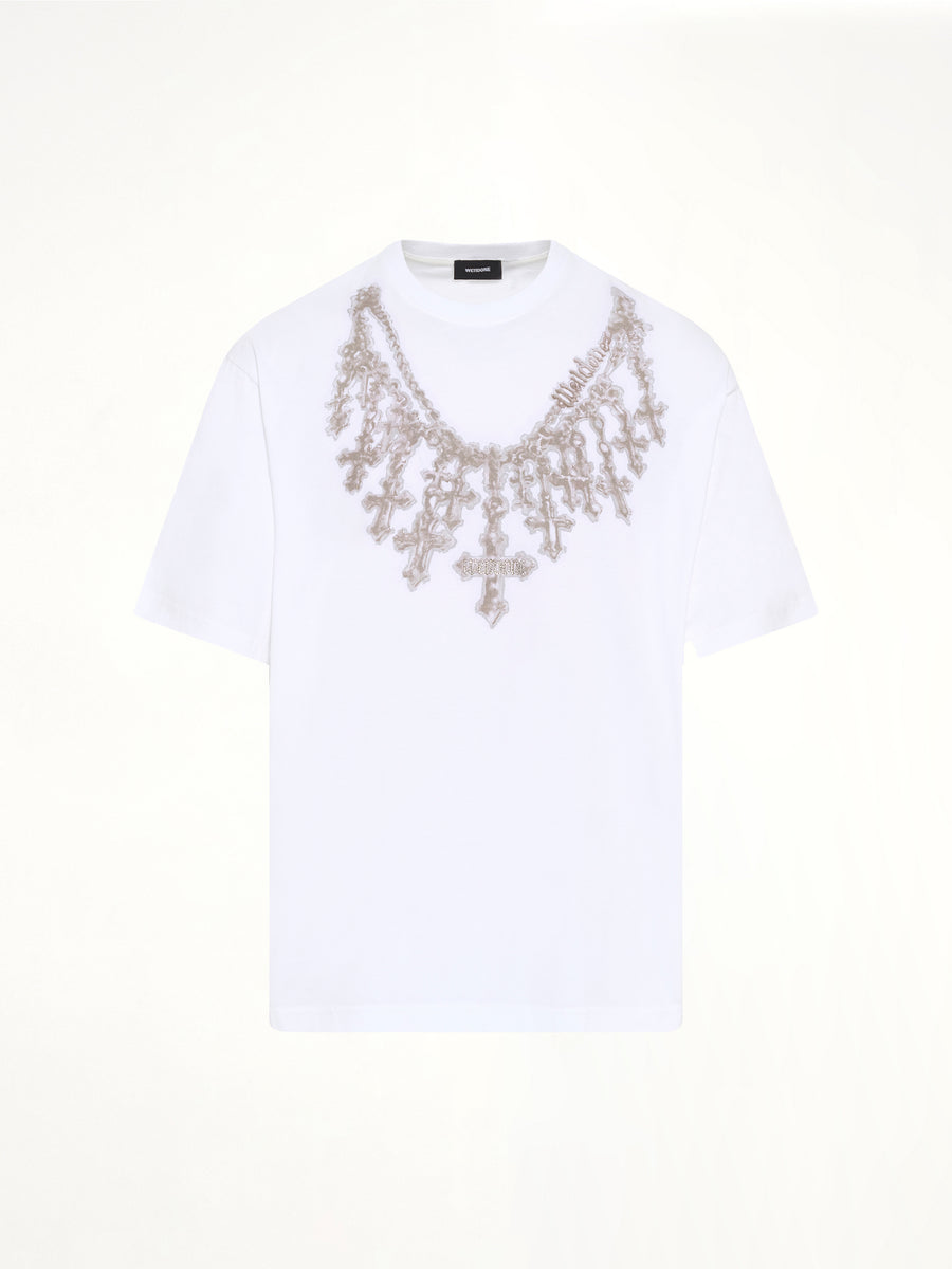 Cross Necklace T-Shirt in White