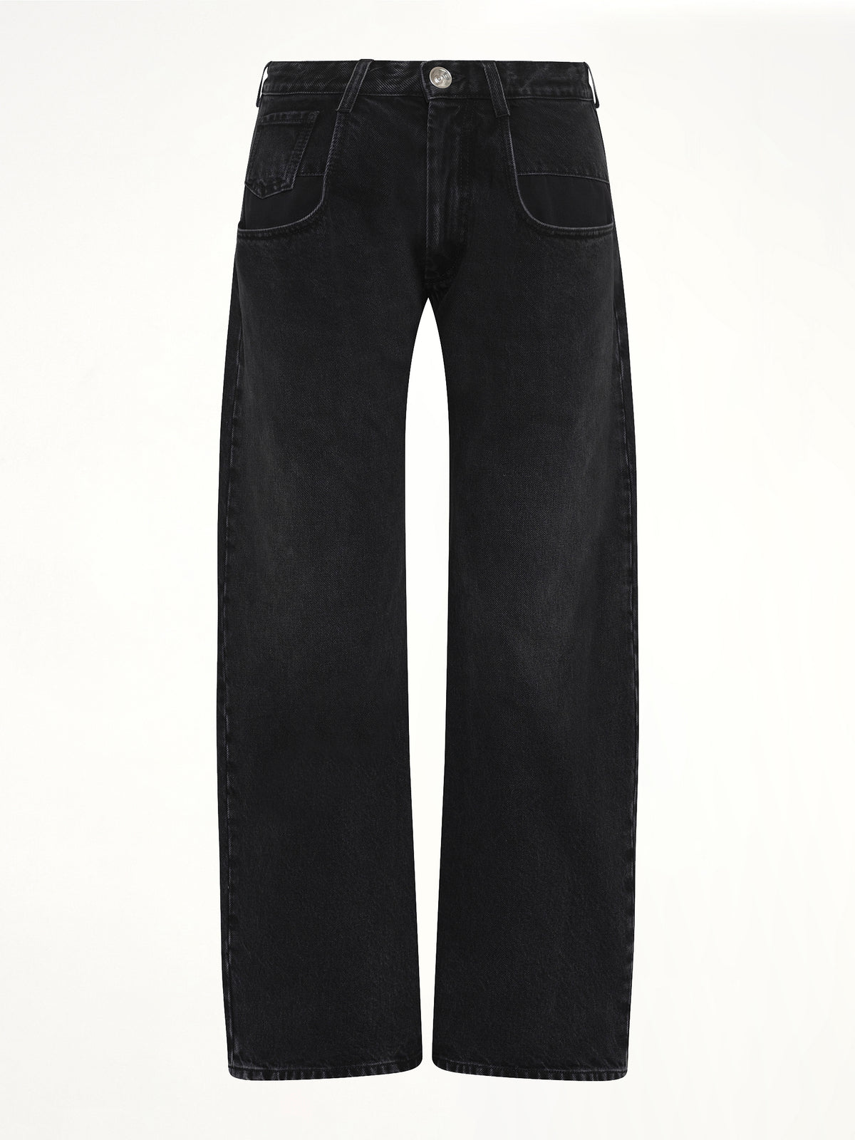 Straight Jeans with Contrasted Pockets in Black