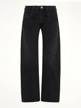 Straight Jeans with Contrasted Pockets in Black