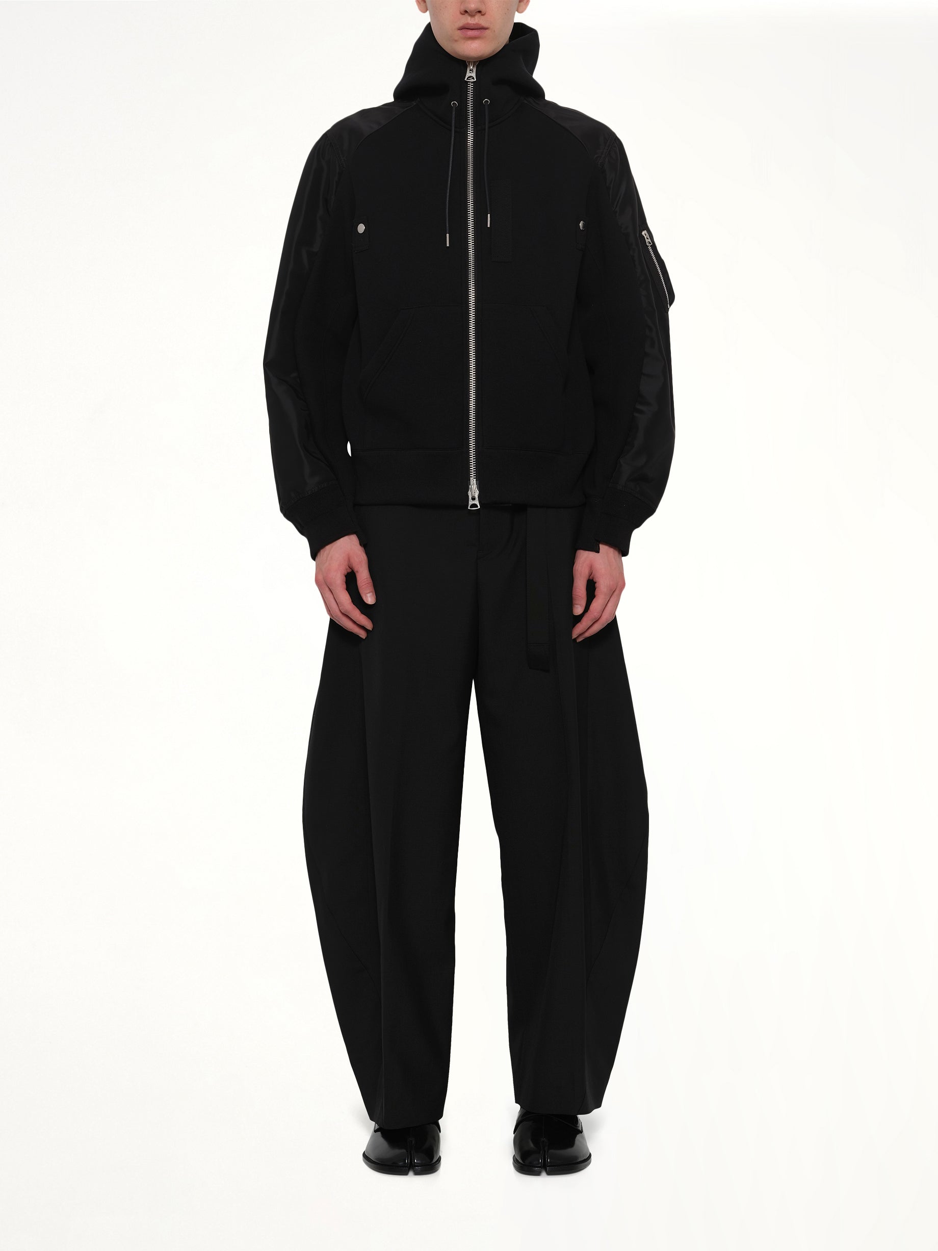 SACAI , 
, Sponge Sweat Hoodie in Black Model View from MARAIS