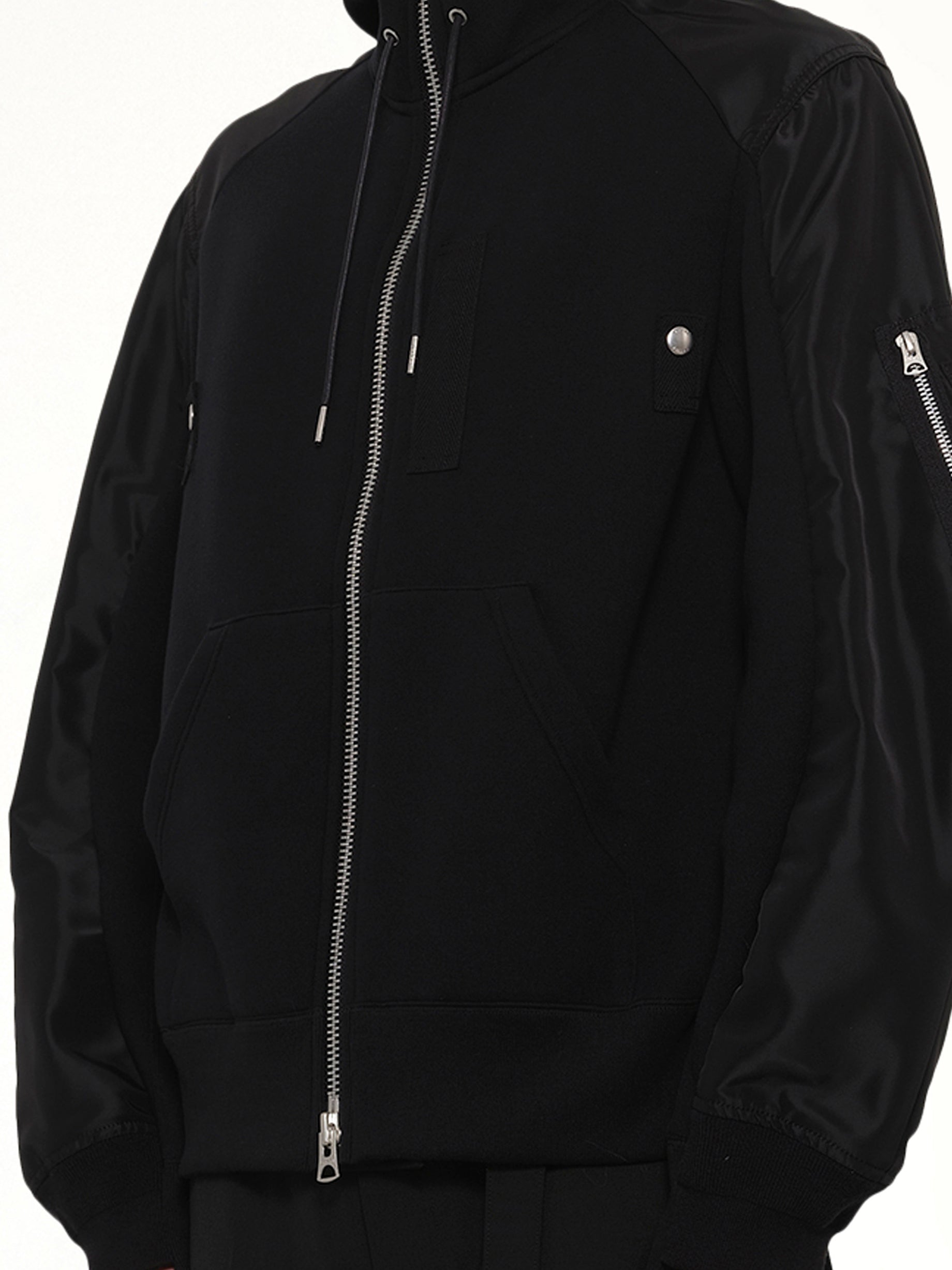 SACAI , 
, Sponge Sweat Hoodie in Black Detail Shot from MARAIS