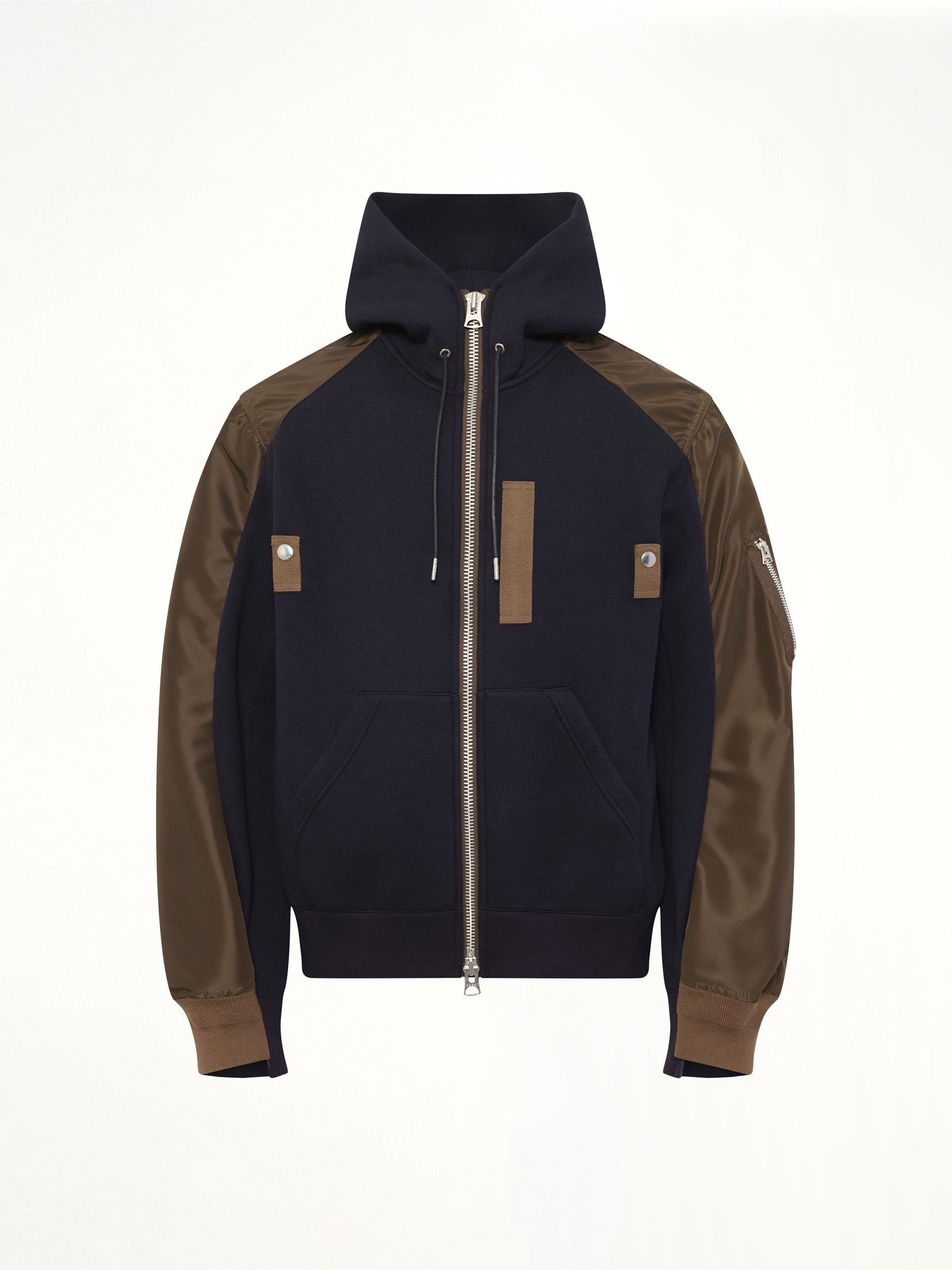 SACAI , 
, Sponge Sweat Hoodie in Navy/Dark Khaki Product Photo from MARAIS