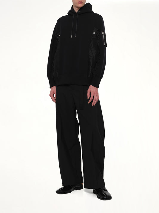 Sponge Sweat x Nylon Twill Hoodie in Black