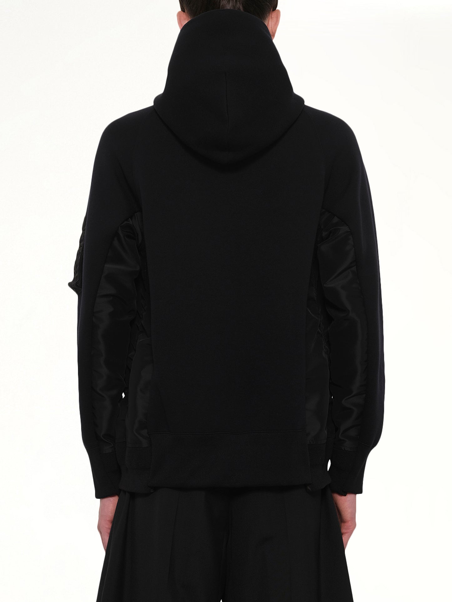 Sponge Sweat x Nylon Twill Hoodie in Black
