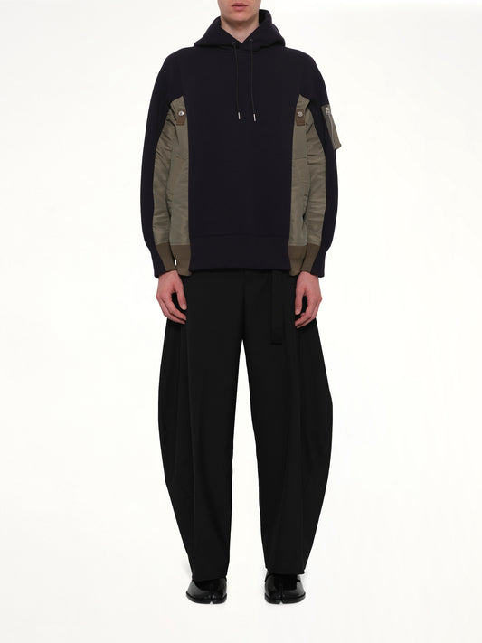 Sponge Sweat x Nylon Twill Hoodie in Navy/Khaki