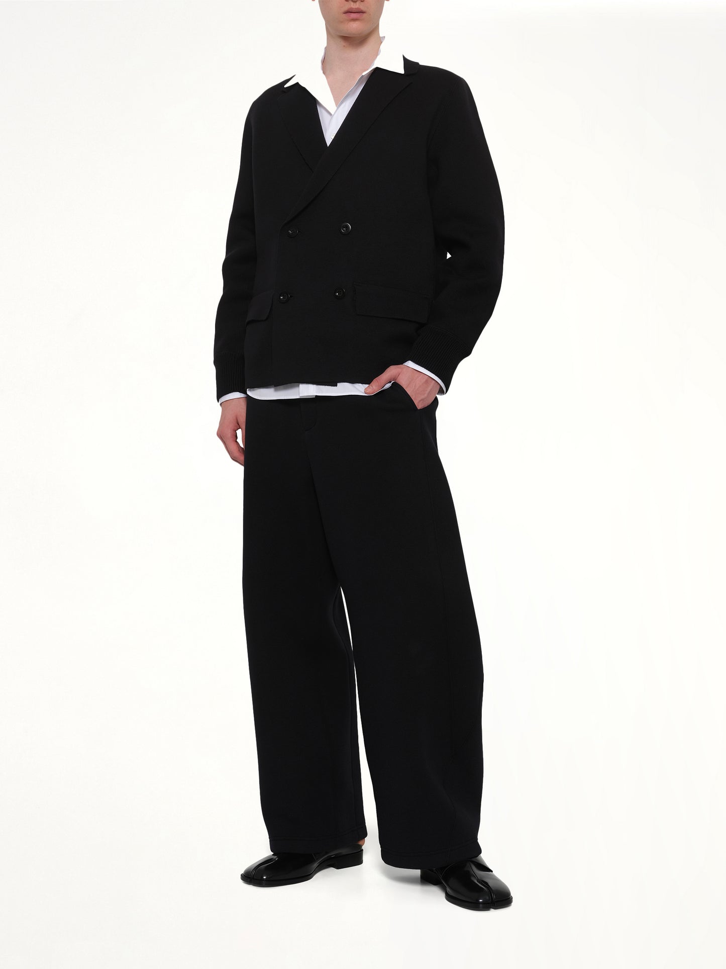 Cotton Cashmere Knit Jacket in Black