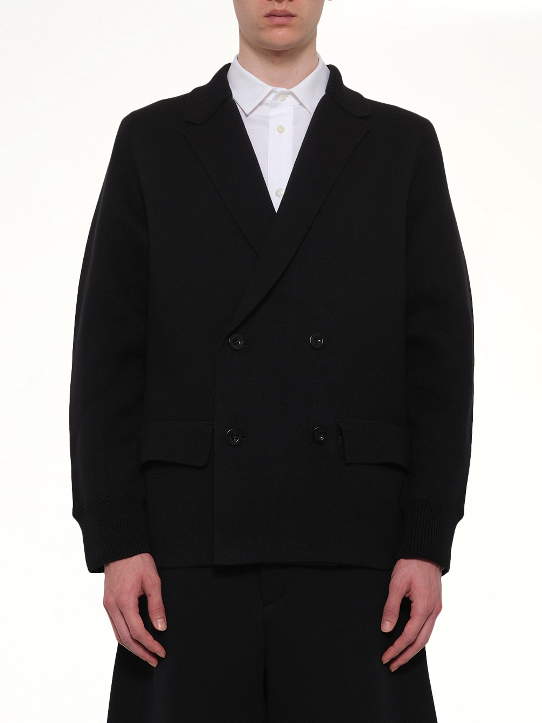 Cotton Cashmere Knit Jacket in Black