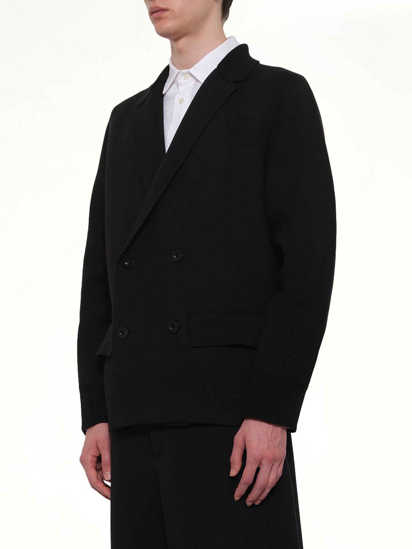 Cotton Cashmere Knit Jacket in Black