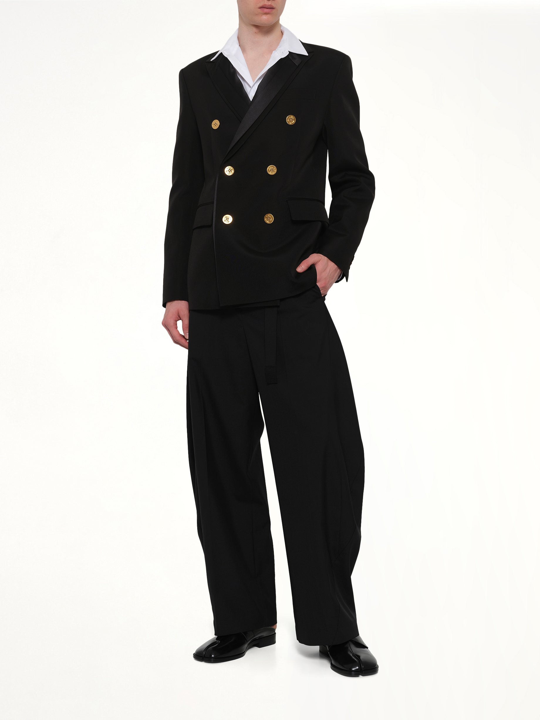 SACAI , 
, Double-Faced Silk Cotton Jacket in Black Full Reference from MARAIS