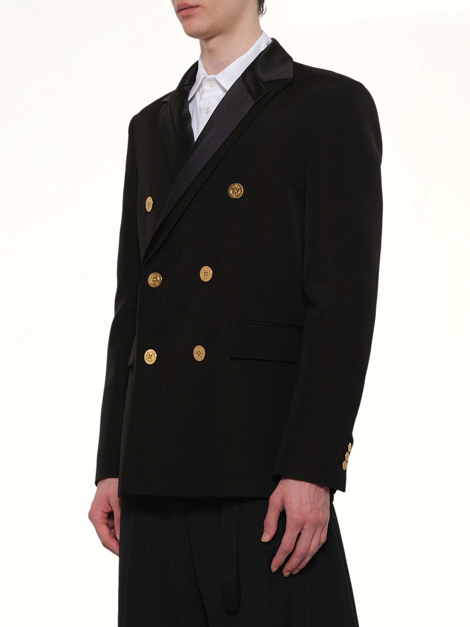 SACAI , 
, Double-Faced Silk Cotton Jacket in Black Side View from MARAIS