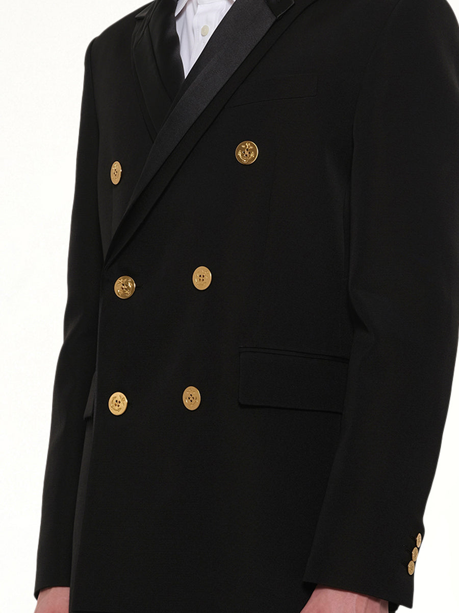 Double-Faced Silk Cotton Jacket in Black