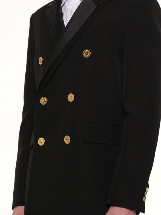 Double-Faced Silk Cotton Jacket in Black