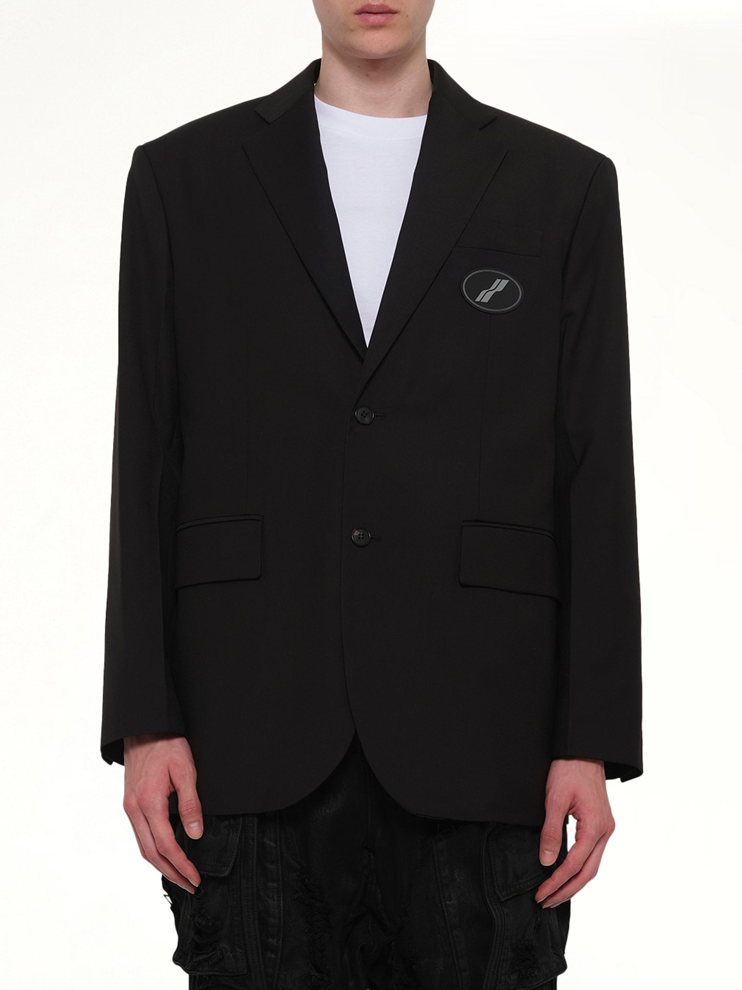 Oversized Suit Logo Blazer in Black