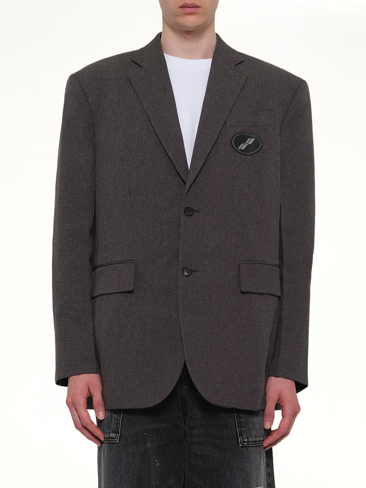 Oversized Suit Logo Blazer in Charcoal