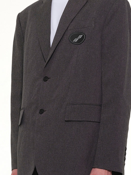 Oversized Suit Logo Blazer in Charcoal