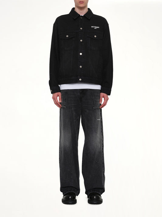1506 Logo Loose-Fit Denim Trucker Jacket in Black