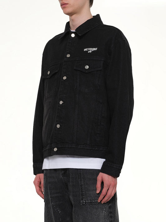 1506 Logo Loose-Fit Denim Trucker Jacket in Black