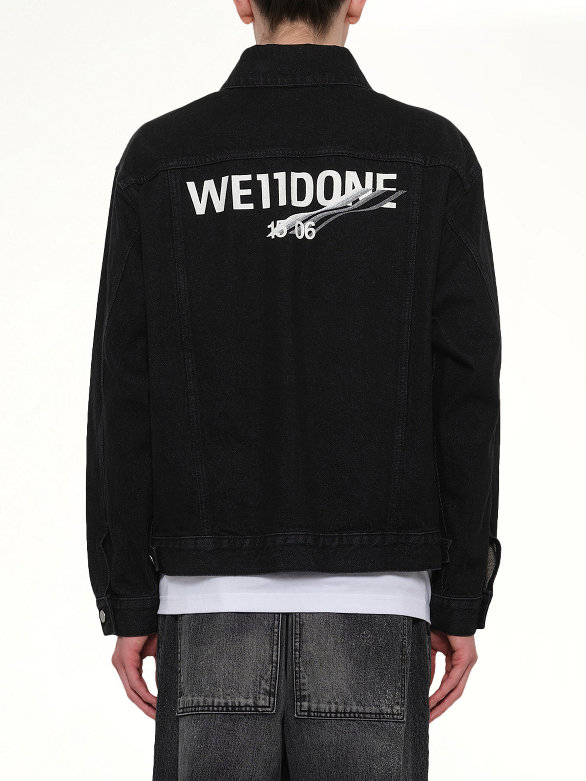 1506 Logo Loose-Fit Denim Trucker Jacket in Black