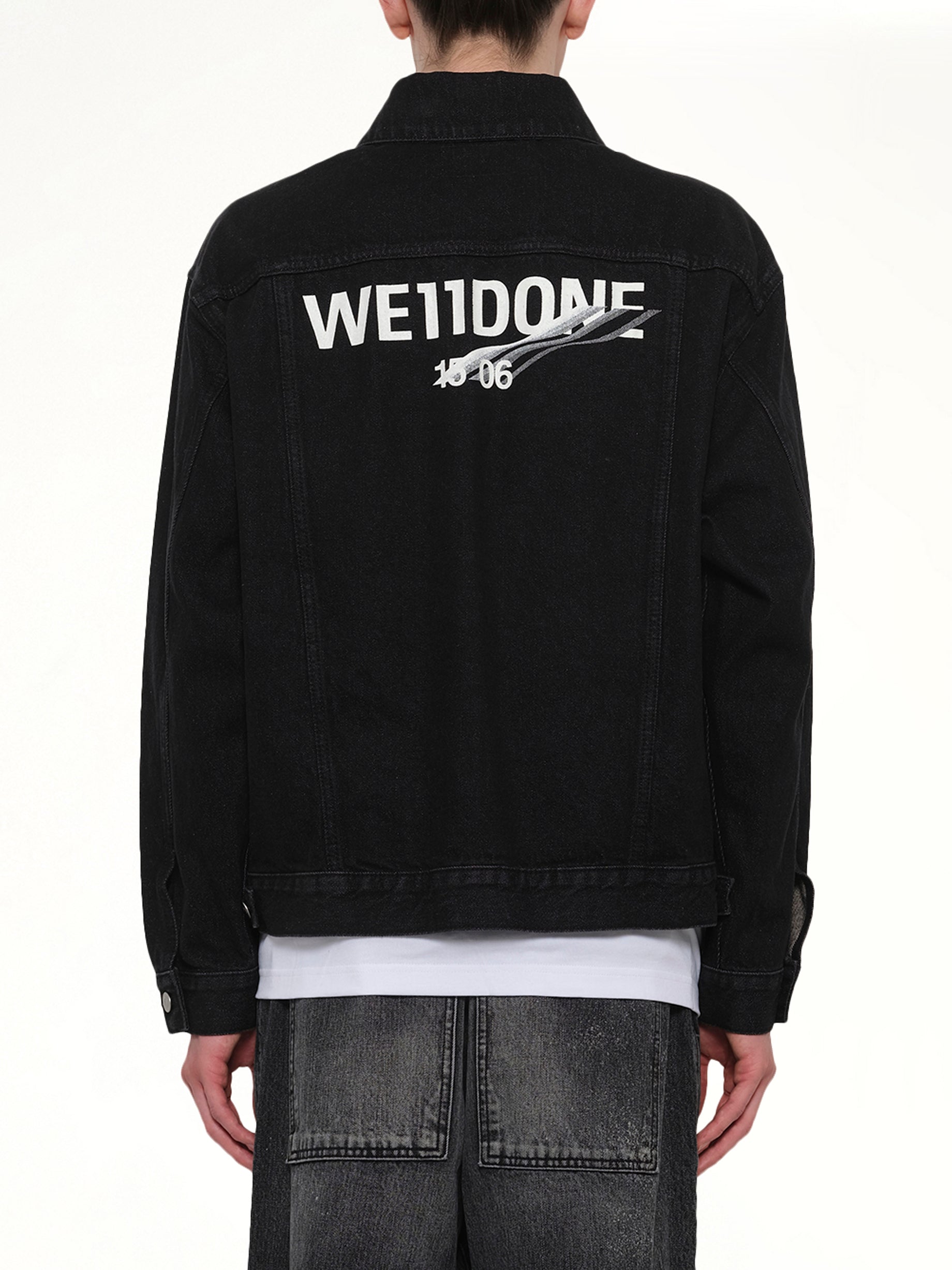 1506 Logo Loose-Fit Denim Trucker Jacket in Black