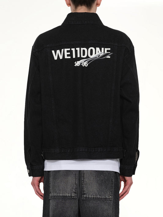 1506 Logo Loose-Fit Denim Trucker Jacket in Black