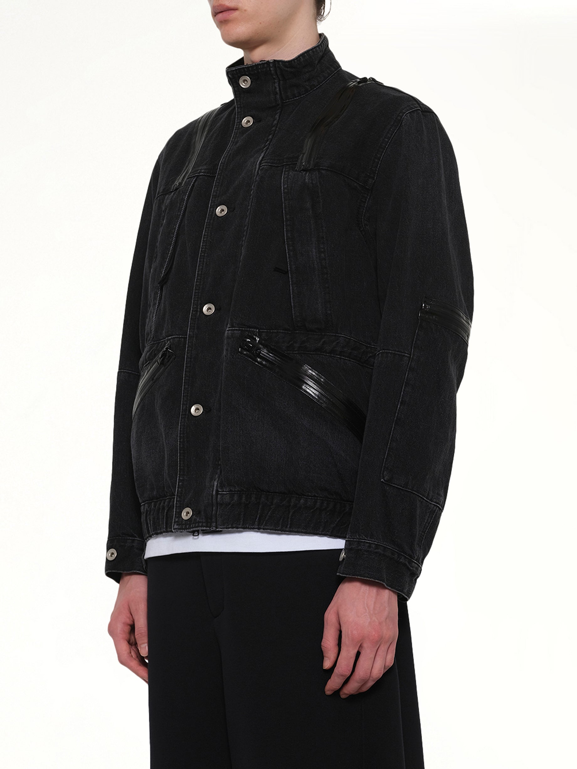 SACAI , Denim Blouson in Black Side View from MARAIS