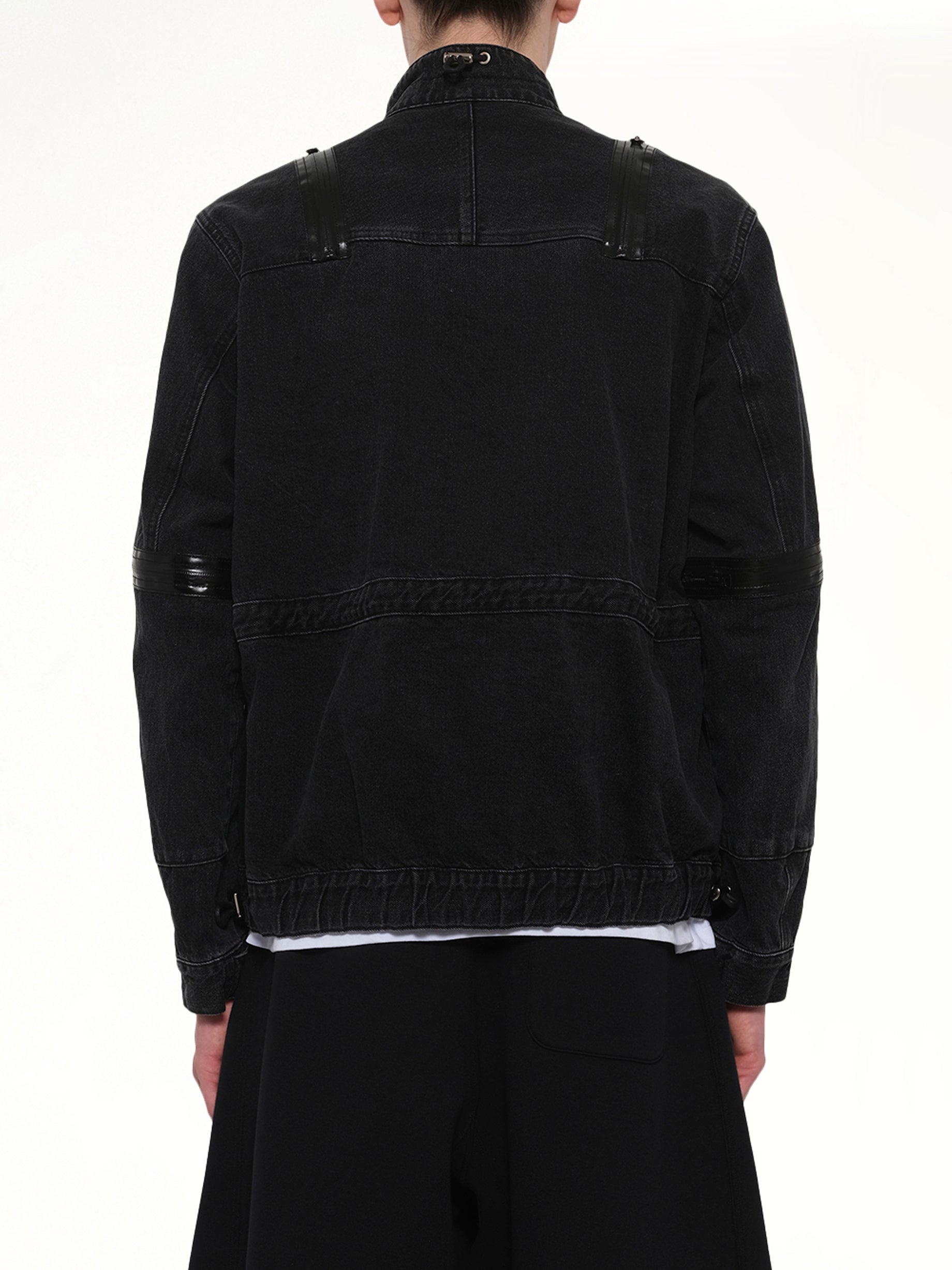SACAI , Denim Blouson in Black Back View from MARAIS