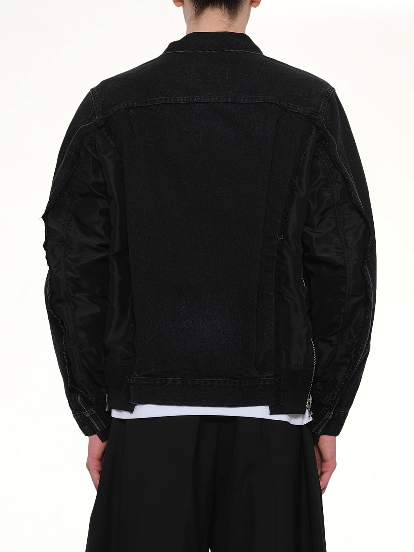 Denim x Nylon Twill Jacket in Black