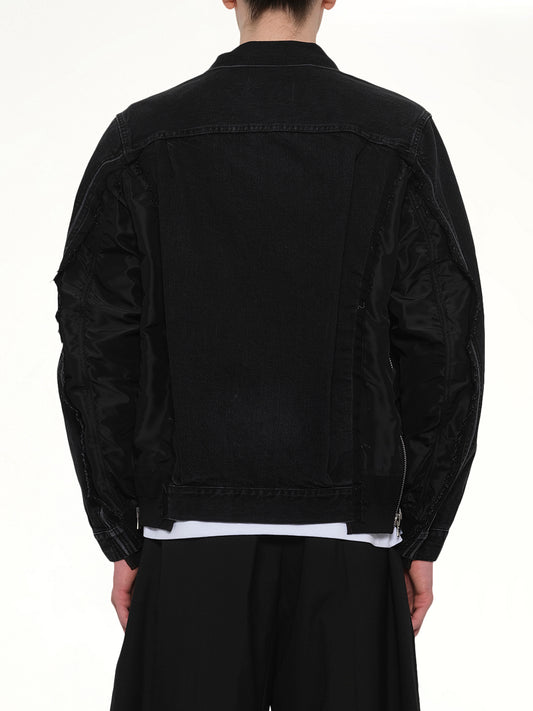 Denim x Nylon Twill Jacket in Black
