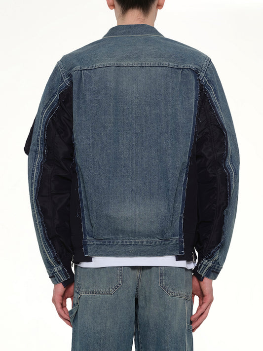 Denim x Nylon Twill Jacket in Light Blue