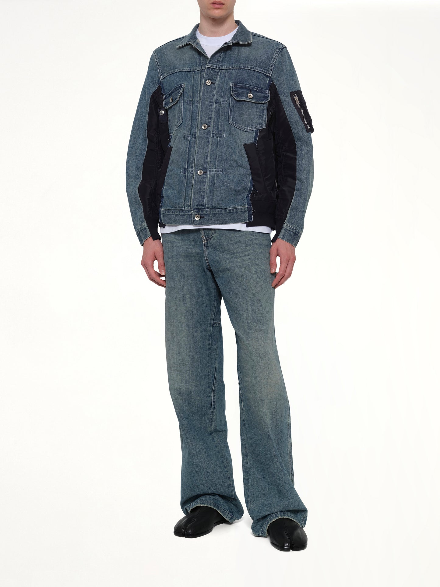 Denim x Nylon Twill Jacket in Light Blue