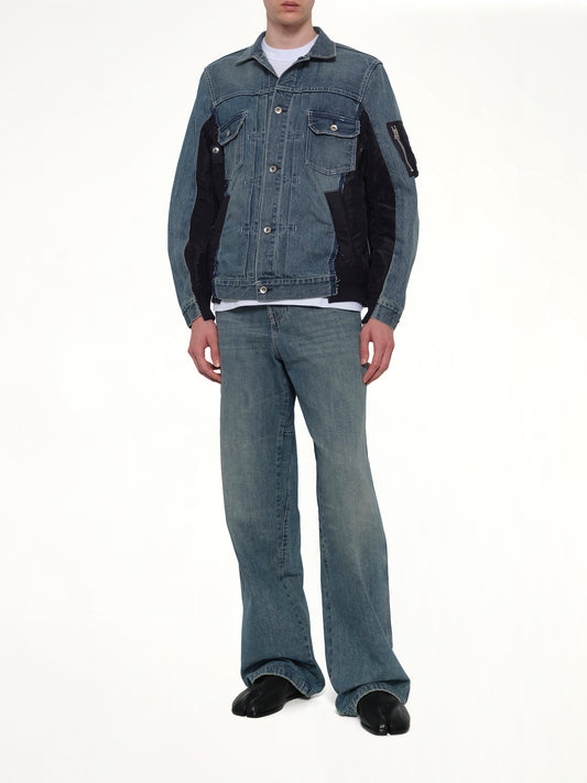 Denim x Nylon Twill Jacket in Light Blue