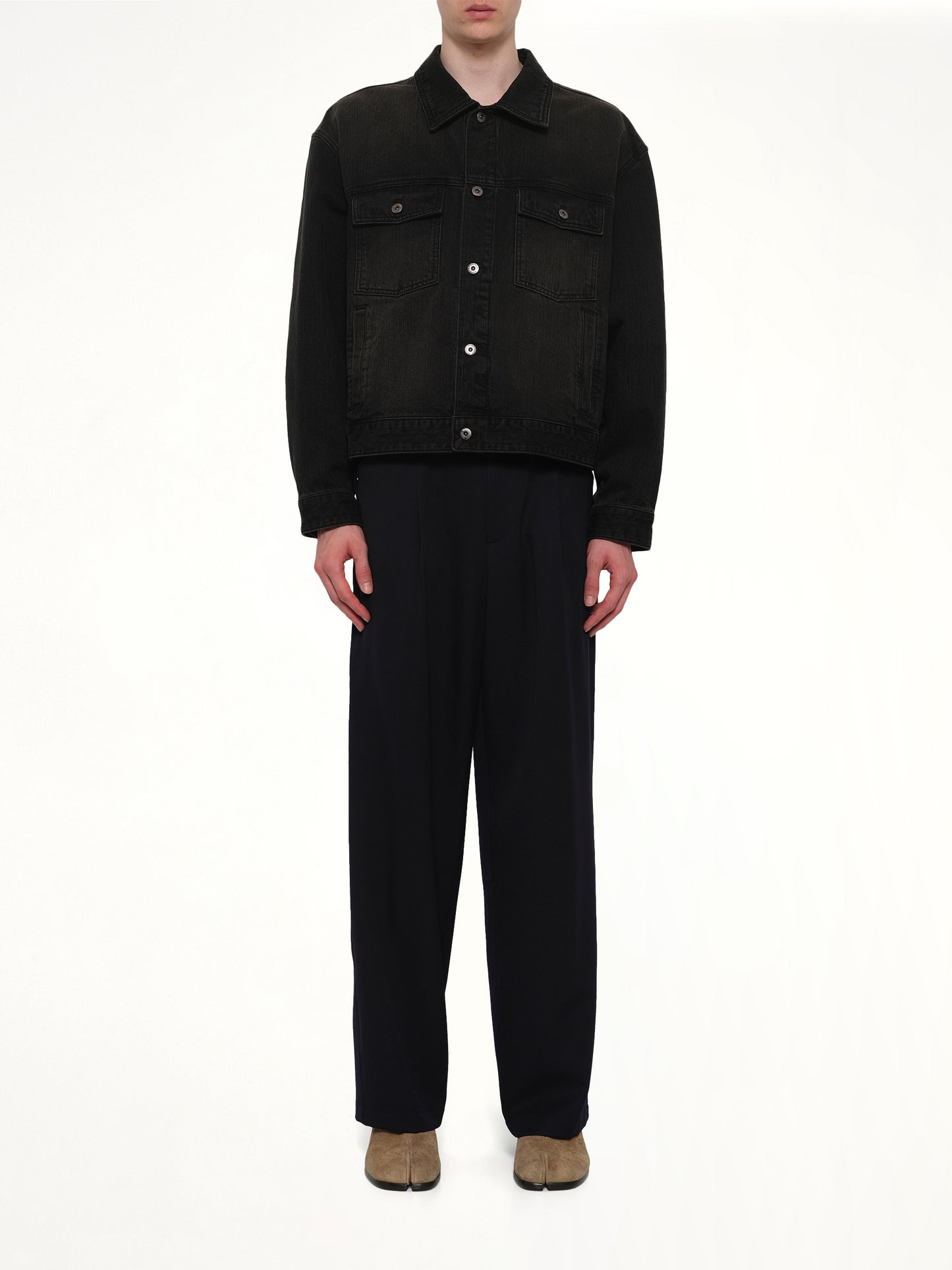 Stone Washed Denim Jacket in Black