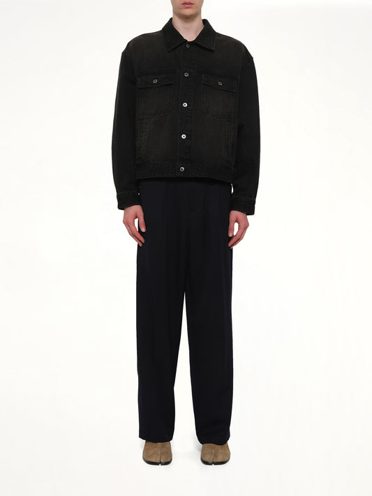 Stone Washed Denim Jacket in Black