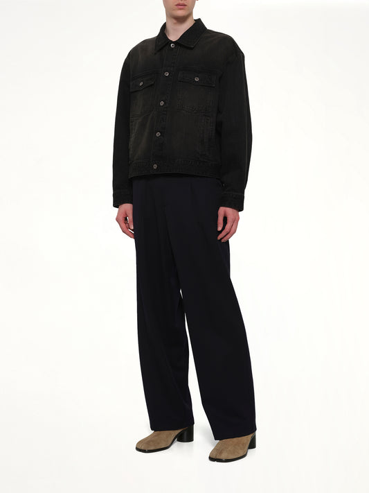 Stone Washed Denim Jacket in Black