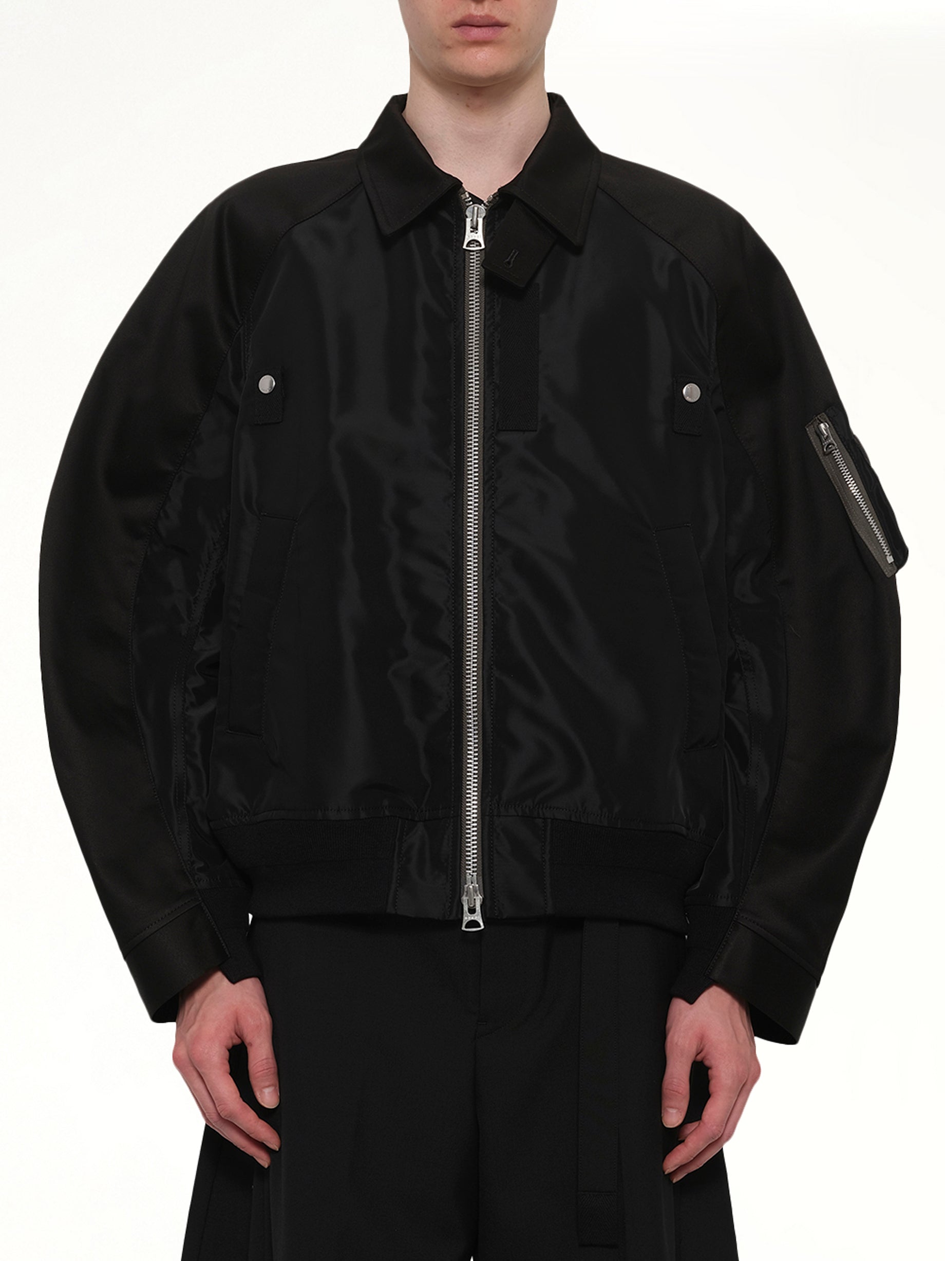 Cotton Chino x Nylon Twill Blouson in Black
