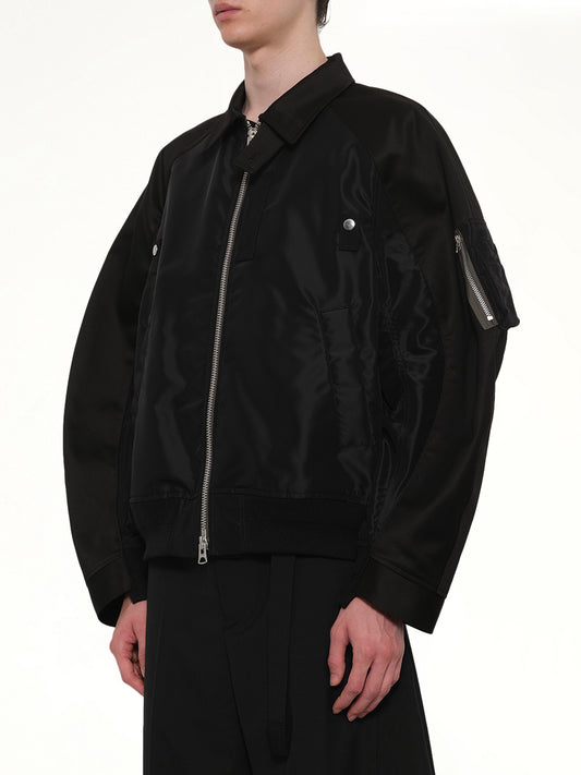Cotton Chino x Nylon Twill Blouson in Black