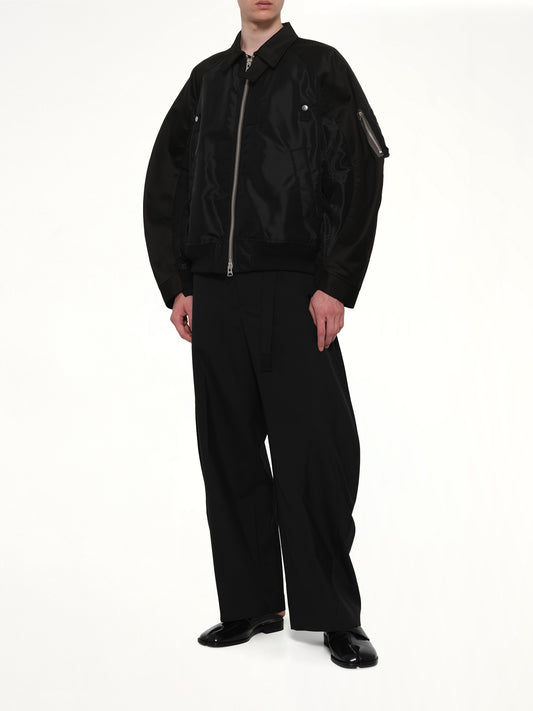 Cotton Chino x Nylon Twill Blouson in Black