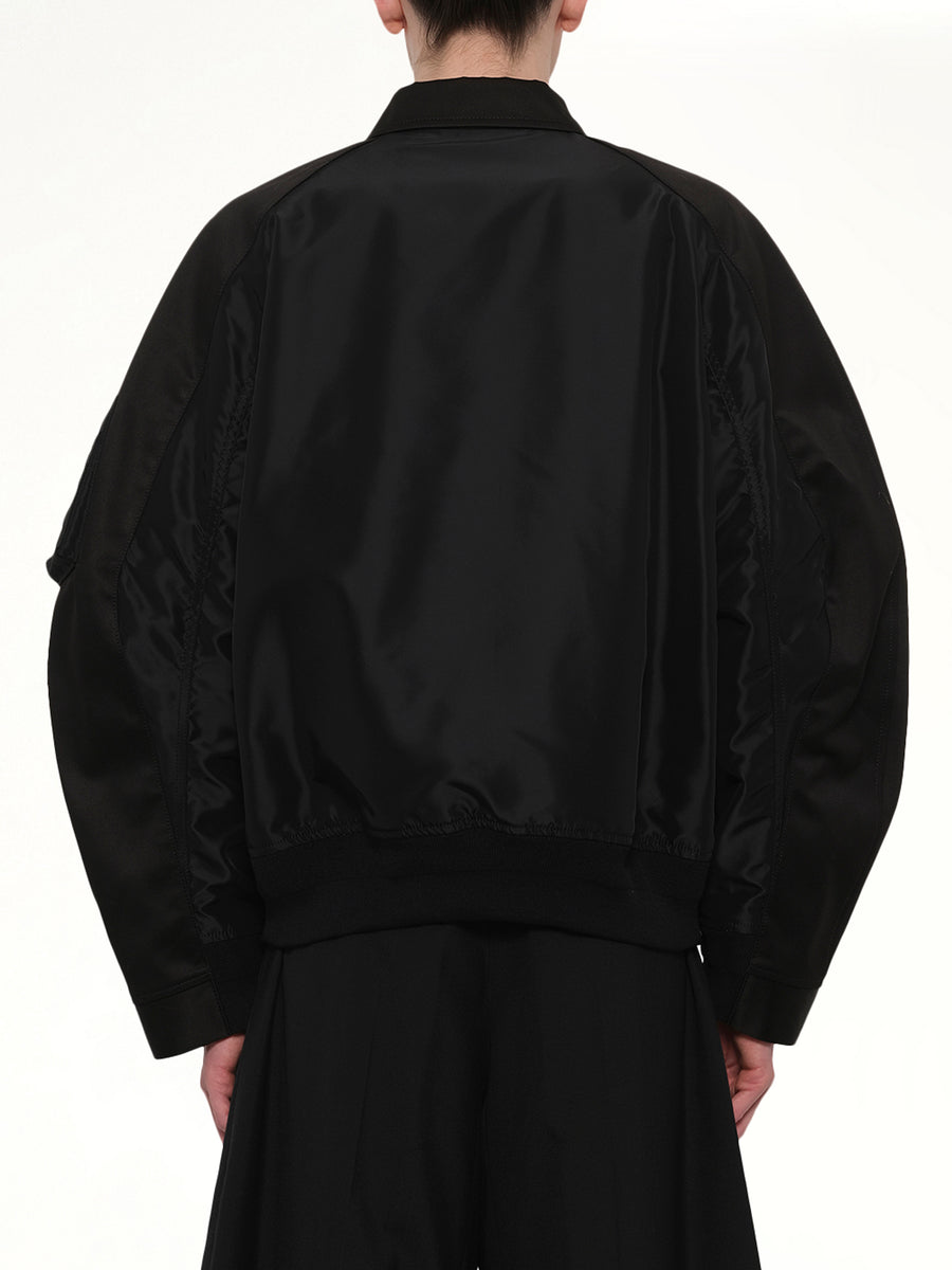 Cotton Chino x Nylon Twill Blouson in Black