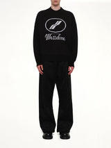 Logo Jacquard Intarsia Sweater in Black