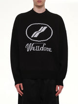 Logo Jacquard Intarsia Sweater in Black