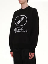 Logo Jacquard Intarsia Sweater in Black